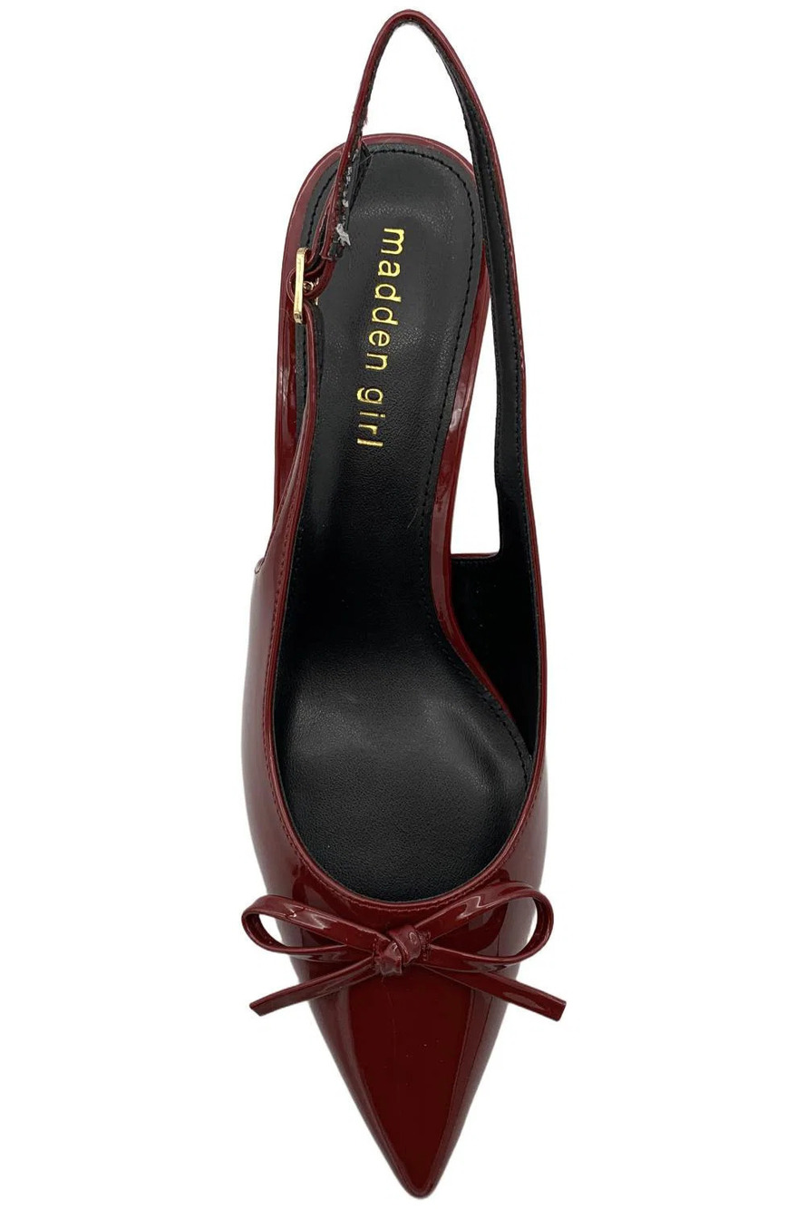 Madden Girl Women's Vogue Pointed Toe Slingback Kitten Heel Cherry - Medium - Picture 2 of 3